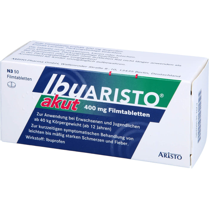 IbuARISTO akut 400 mg Filmtabletten bei Schmerzen und Fieber, 50 pc Tablettes