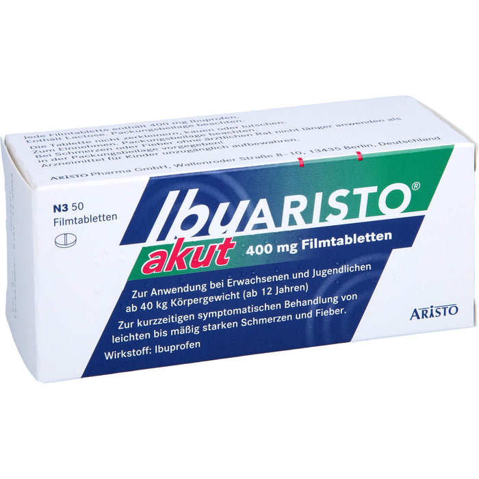 IbuARISTO akut 400 mg Filmtabletten bei Schmerzen und Fieber, 50 pc Tablettes