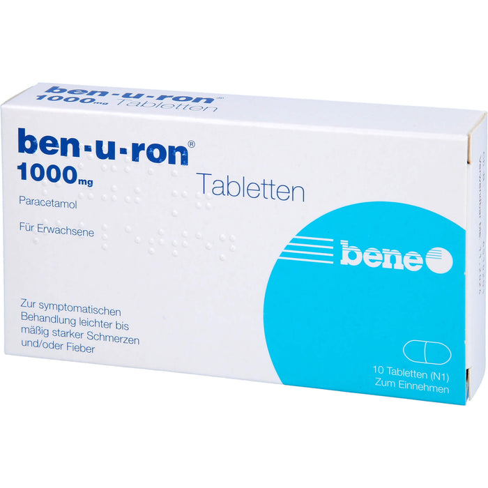 Benu-ron 1000 mg Tabletten bei leichten bis mittelstarken Schmerzen und Fieber, 10 pcs. Tablets