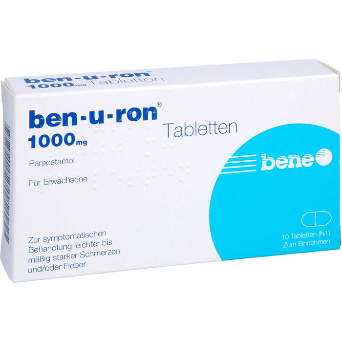 Benu-ron 1000 mg Tabletten bei leichten bis mittelstarken Schmerzen und Fieber, 10 pcs. Tablets