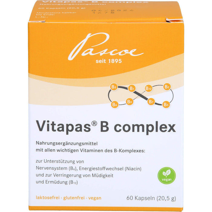 Pascoe Vitapas B complex Kapseln zur Verringerung von Müdigkeit, 60 St. Kapseln
