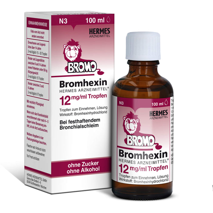 BROMO Bromhexin 12 mg/ml Tropfen bei festhaftendem Bronchialschleim, 100 ml Solution