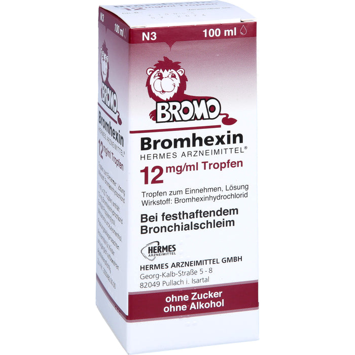 BROMO Bromhexin 12 mg/ml Tropfen bei festhaftendem Bronchialschleim, 100 ml Solution