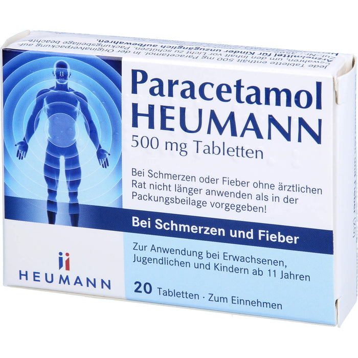 Heumann Paracetamol 500 mg Tabletten bei Schmerzen und Fieber, 20 pcs. Tablets