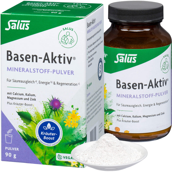 Salus Basen-Aktiv Mineralstoff-Kräuterextrakt-Pulver für Säureausgleich, Energie und Regeneration, 90 g Powder