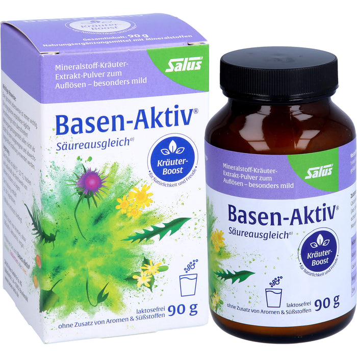 Salus Basen-Aktiv Mineralstoff-Kräuterextrakt-Pulver für Säureausgleich, Energie und Regeneration, 90 g Powder