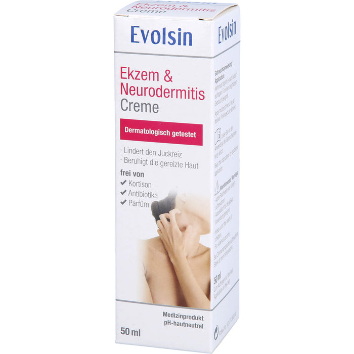 Evolsin Ekzem & Neurodermitis Creme mindert Juckreiz & beruhigt gereizte Haut, 50 ml Cream
