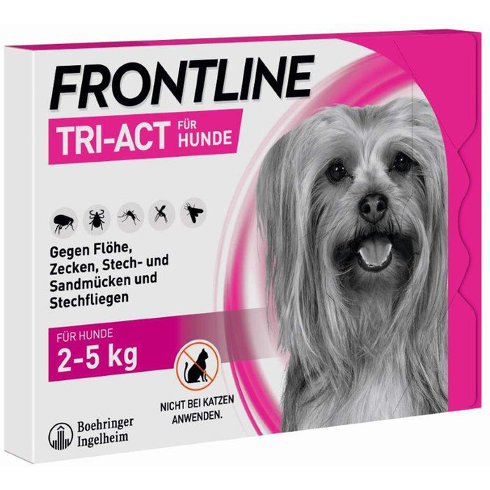 FRONTLINE Tri-Act Lösung gegen Zecken, Flöhe und fliegende Insekten beim Hund (2-5 kg), 3 pcs. Single dose containers