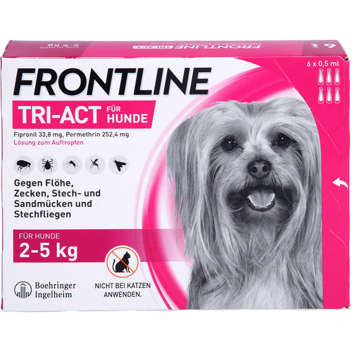 FRONTLINE TRI-ACT Lösung gegen Zecken, Flöhe und fliegende Insekten beim Hund (2-5kg), 6 St. Einzeldosisbehältnisse