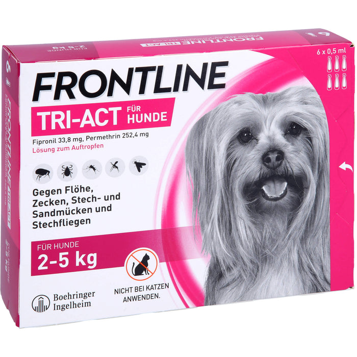 FRONTLINE TRI-ACT Lösung gegen Zecken, Flöhe und fliegende Insekten beim Hund (2-5kg), 6 St. Einzeldosisbehältnisse