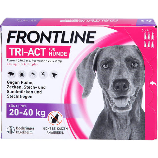 FRONTLINE TRI-ACT Lösung gegen Zecken, Flöhe und fliegende Insekten beim Hund (20-40kg), 6 St. Einzeldosisbehältnisse