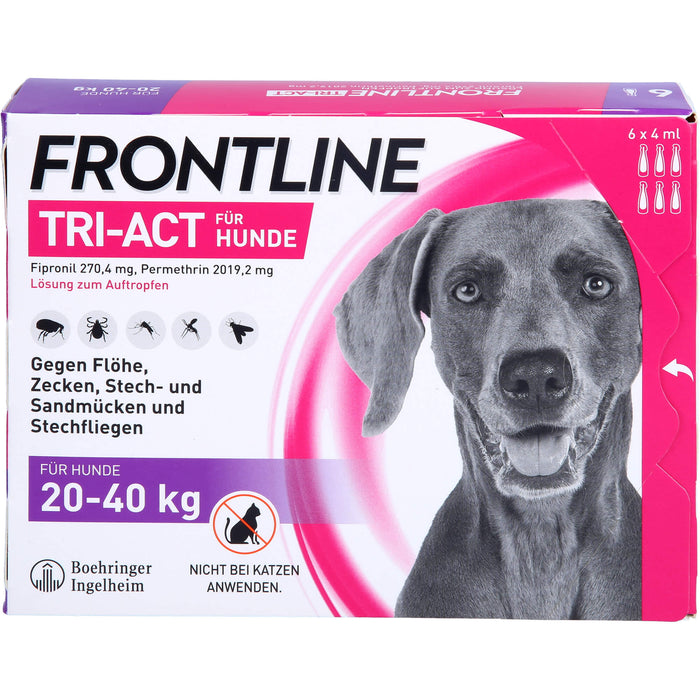 FRONTLINE TRI-ACT Lösung gegen Zecken, Flöhe und fliegende Insekten beim Hund (20-40kg), 6 St. Einzeldosisbehältnisse