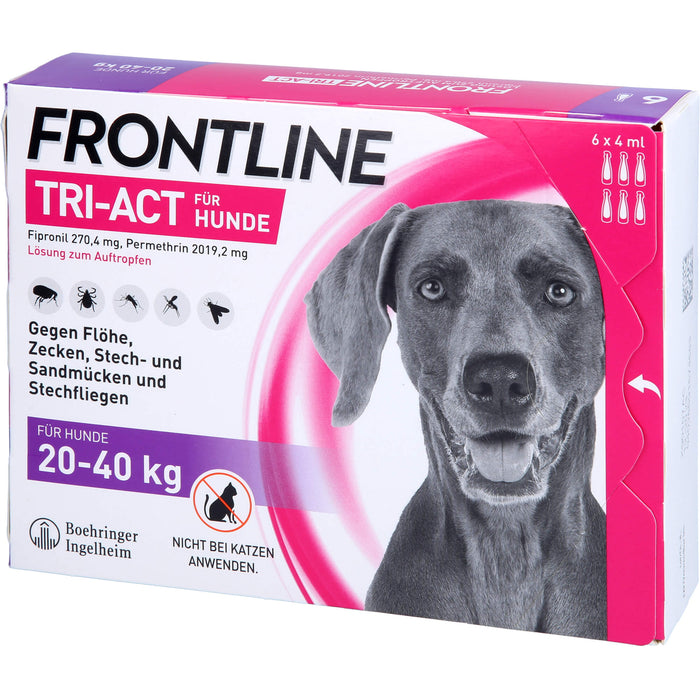 FRONTLINE TRI-ACT Lösung gegen Zecken, Flöhe und fliegende Insekten beim Hund (20-40kg), 6 pcs. Single dose containers