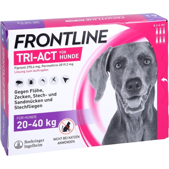 FRONTLINE TRI-ACT Lösung gegen Zecken, Flöhe und fliegende Insekten beim Hund (20-40kg), 6 pcs. Single dose containers
