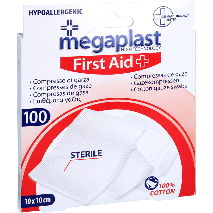 Gazekompressen 10x10 cm steril, 100 St KOM