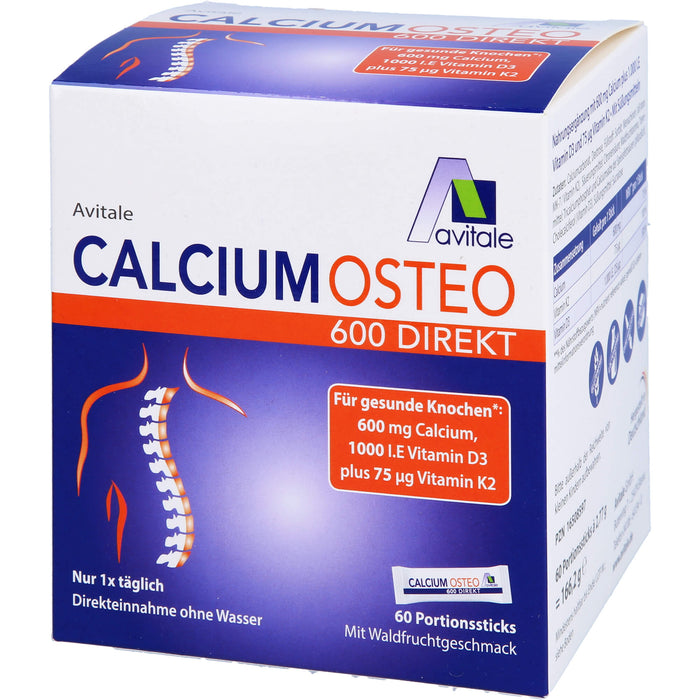 Avitale Calcium Osteo 600 Direkt Pulver für gesunde Knochen, 60 St. Beutel