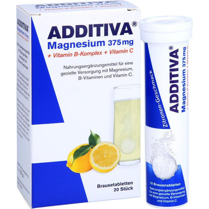 Additiva Magnesium 375 mg + Vitamin B Komplex + Vitamin C Brausetabletten, 120 g Brausetabletten