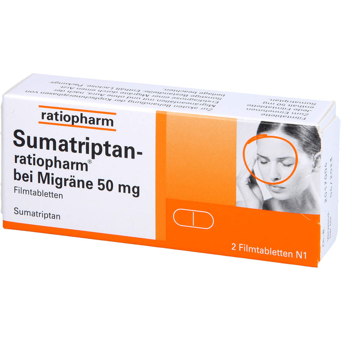 Sumatriptan-ratiopharm  bei Migräne 50 mg Filmtabletten, 2 pcs. Tablets