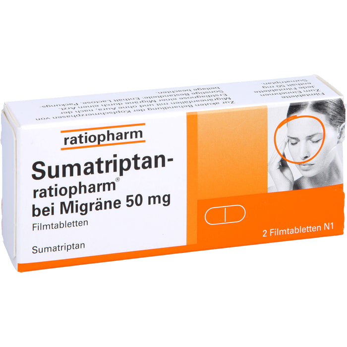 Sumatriptan-ratiopharm  bei Migräne 50 mg Filmtabletten, 2 pcs. Tablets