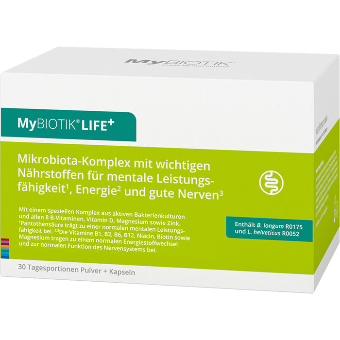 MyBiotik LIFE+ Kombipackung Pulver und Kapseln trägt zu einer normalen mentalen Leistungsfähigkeit bei, 30 pcs. Combipack