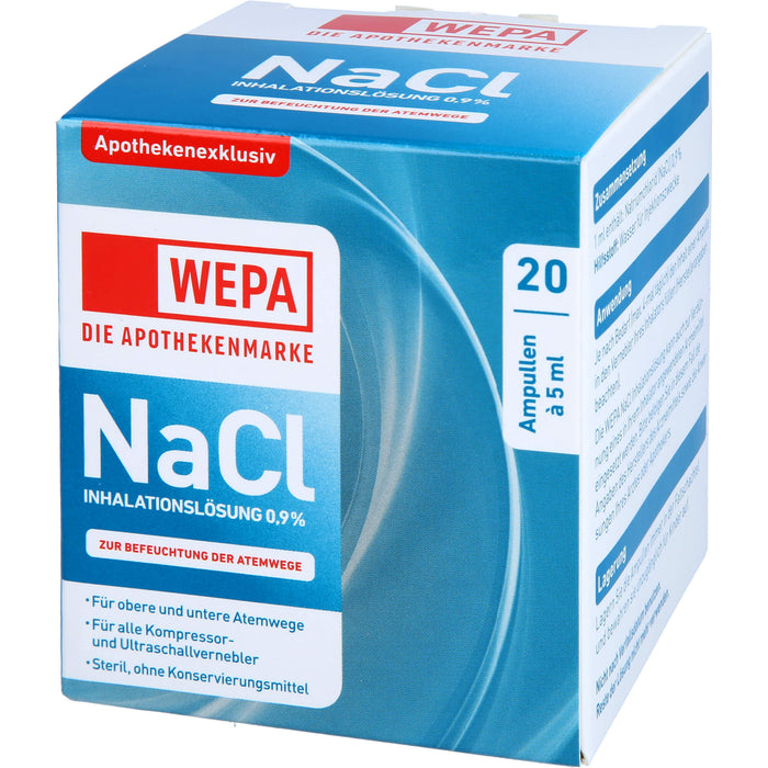 WEPA NaCl Inhalationslösung 0,9 % zur Befeuchtung der Atemwege, 20 pc Ampoules