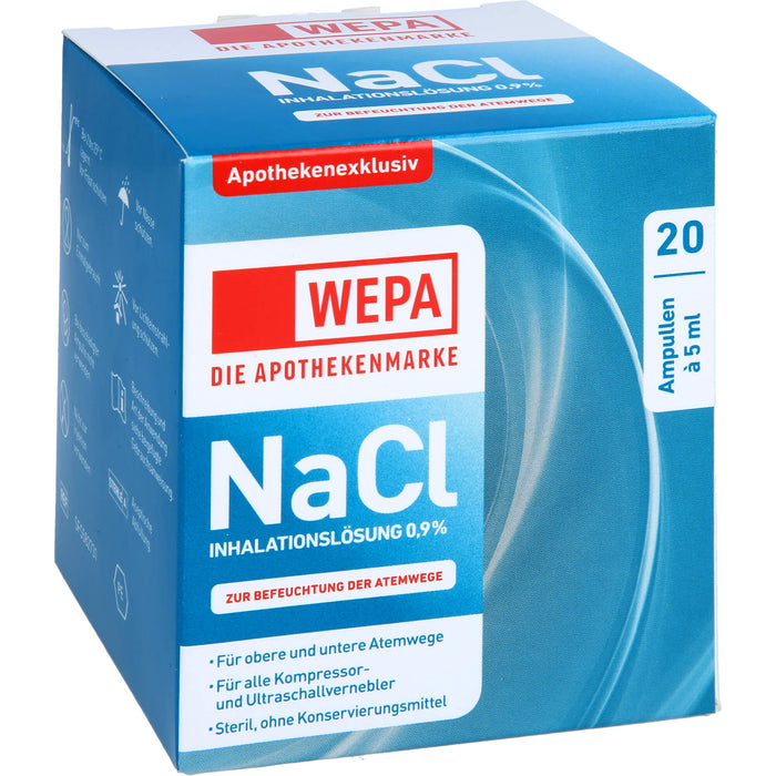 WEPA NaCl Inhalationslösung 0,9 % zur Befeuchtung der Atemwege, 20 pc Ampoules