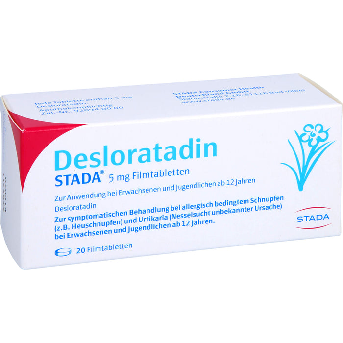 STADA Desloratadin 5 mg Filmtabletten bei allergisch bedingtem Schnupfen, 20 pcs. Tablets