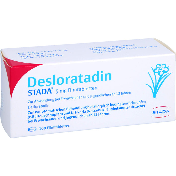 STADA Desloratadin 5 mg Filmtabletten bei allergisch bedingtem Schnupfen, 100 St. Tabletten