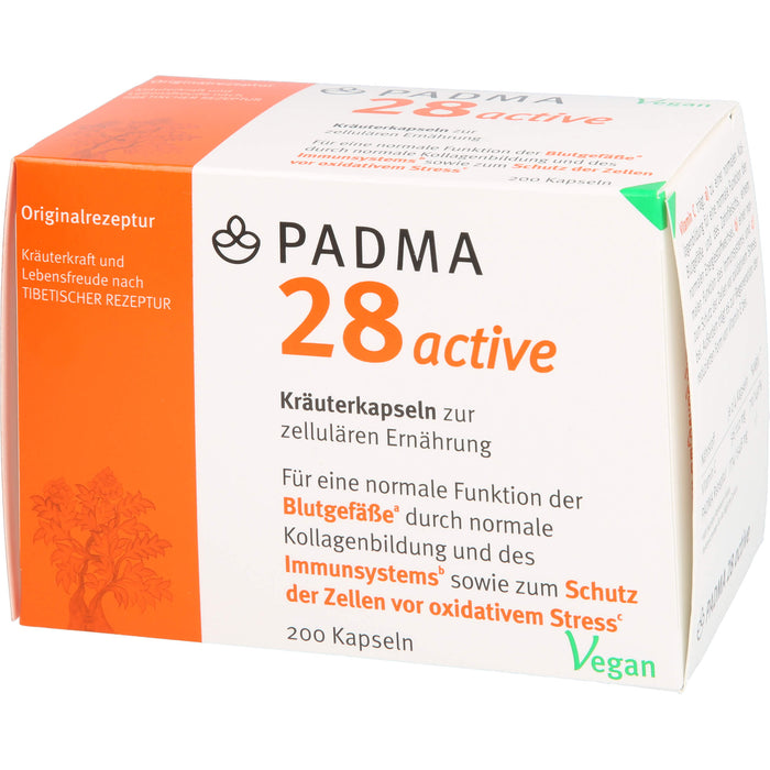 PADMA 28 active Kapseln für eine normale Funktion der Blutgefäße durch normale Kollagenbildung, 200 pc Capsules