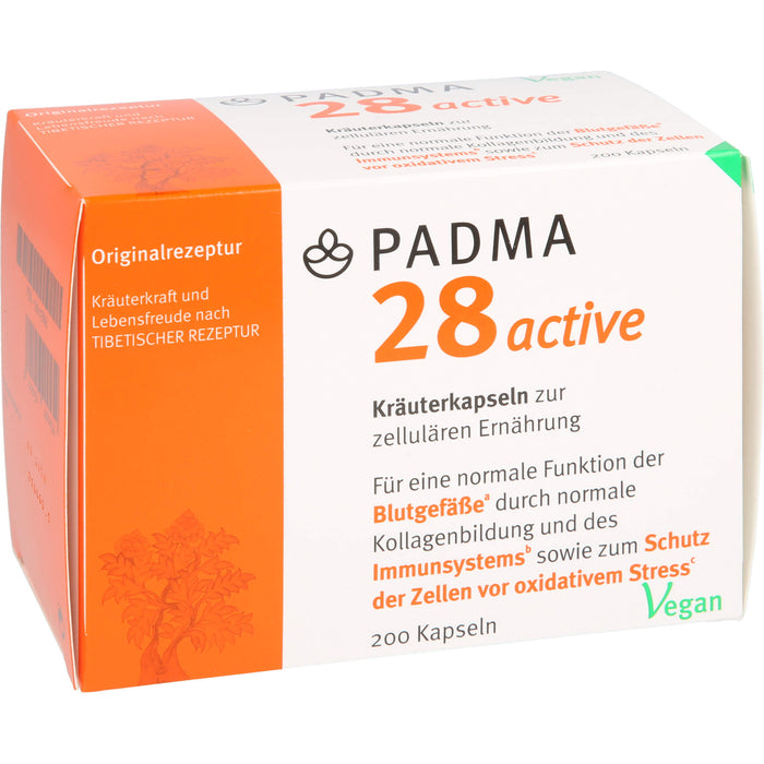 PADMA 28 active Kapseln für eine normale Funktion der Blutgefäße durch normale Kollagenbildung, 200 pc Capsules