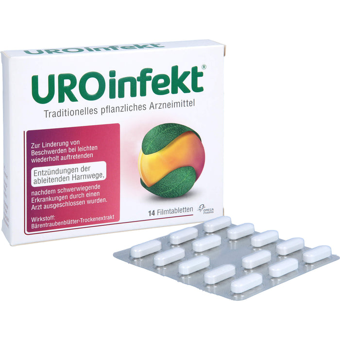 UROinfekt 864 mg Filmtabletten bei Entzündungen der ableitenden Harnwege, 14 St. Tabletten