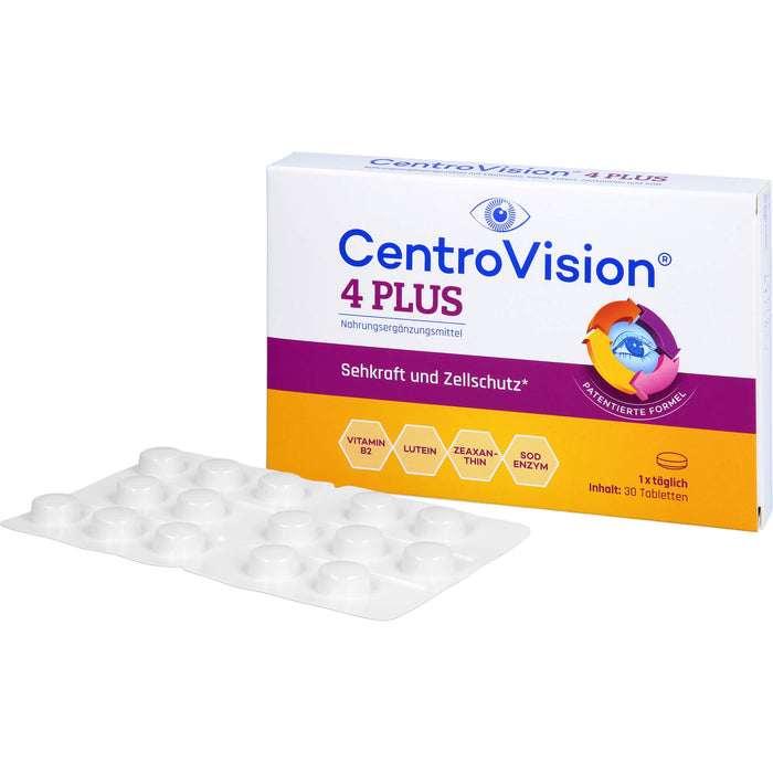 CentroVision 4 Plus Tabletten für Sehkraft und Zellschutz, 30 pcs. Tablets