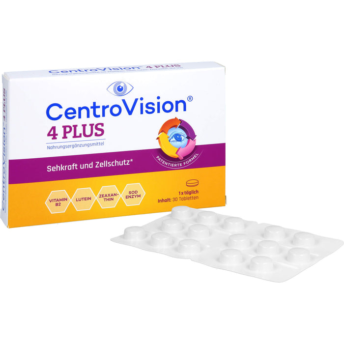 CentroVision 4 Plus Tabletten für Sehkraft und Zellschutz, 30 pcs. Tablets