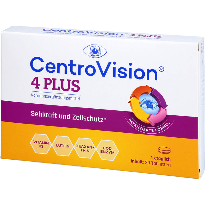CentroVision 4 Plus Tabletten für Sehkraft und Zellschutz, 30 pcs. Tablets