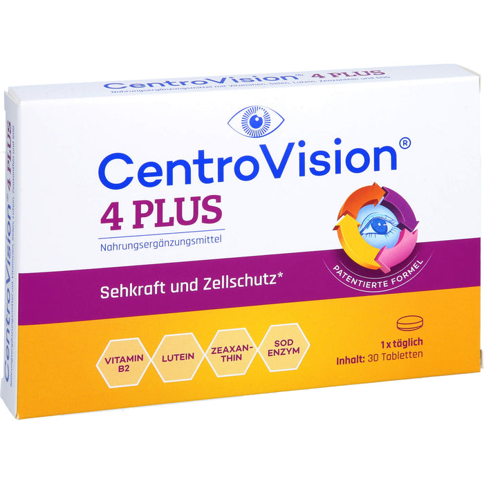 CentroVision 4 Plus Tabletten für Sehkraft und Zellschutz, 30 pcs. Tablets