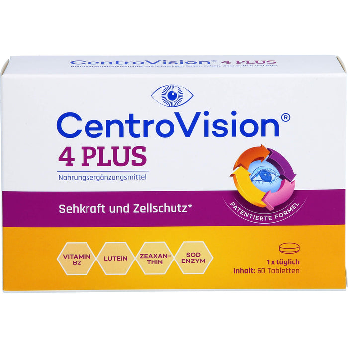 CentroVision 4 Plus Tabletten für Sehkraft und Zellschutz, 60 St. Tabletten
