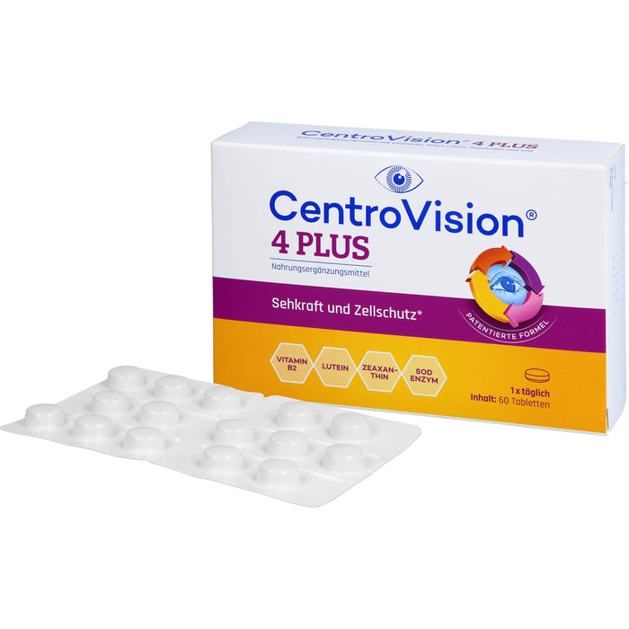 CentroVision 4 Plus Tabletten für Sehkraft und Zellschutz, 60 pcs. Tablets