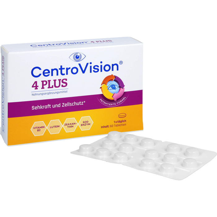 CentroVision 4 Plus Tabletten für Sehkraft und Zellschutz, 60 pcs. Tablets