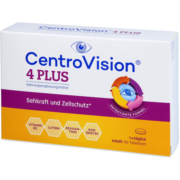 CentroVision 4 Plus Tabletten für Sehkraft und Zellschutz, 60 pcs. Tablets