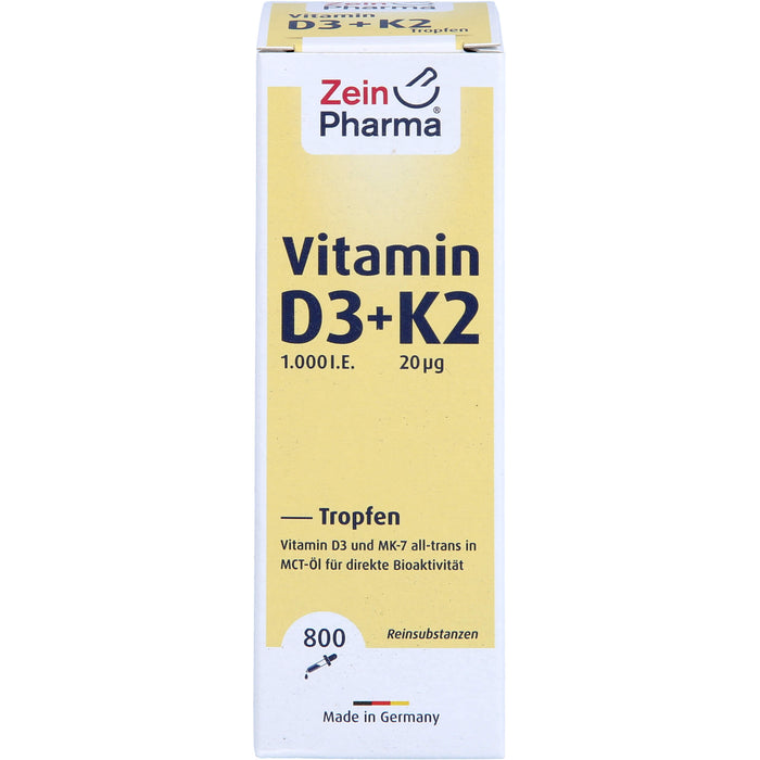 ZeinPharma Vitamin D3 + K2 Tropfen, 25 ml Lösung