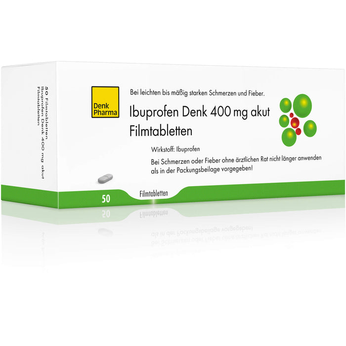 Ibuprofen Denk 400 mg akut Filmtabletten bei Schmerzen oder Fieber, 50 St. Tabletten