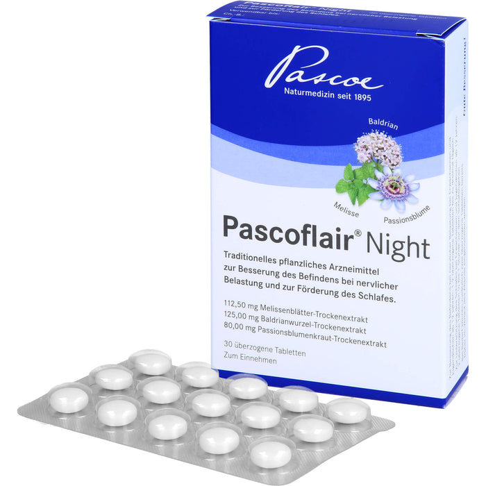 Pascoflair Night Tabletten bei nervlicher Belastung und zur Förderung des Schlafes, 30 pcs. Tablets