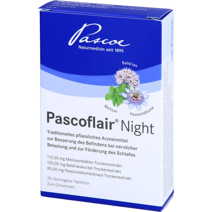 Pascoflair Night Tabletten bei nervlicher Belastung und zur Förderung des Schlafes, 30 pc Tablettes