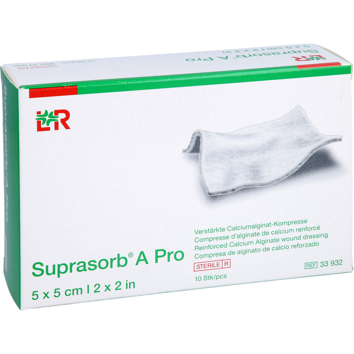 Suprasorb A Pro verstärkte Calciumalginat Kompresse 5 x 5 cm steril, 10 pcs. Compresses