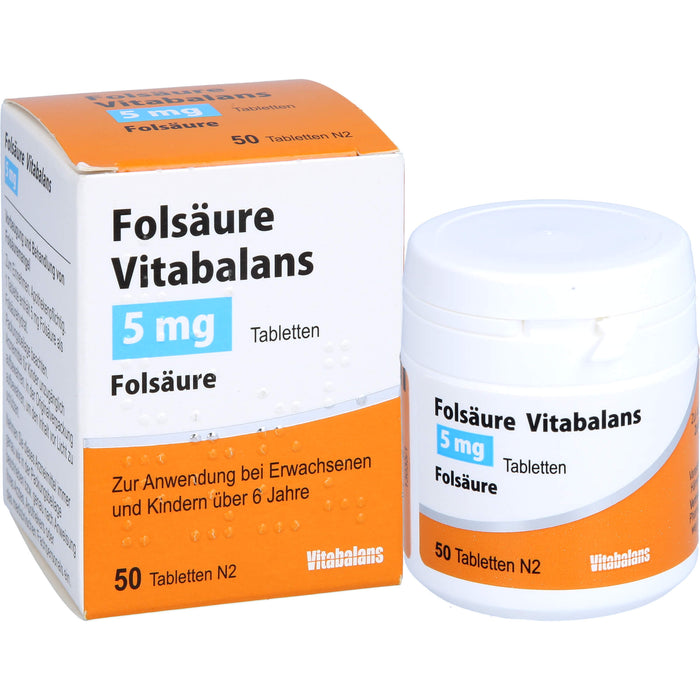 Vitabalans Folsäure 5 mg Tabletten, 50 pcs. Tablets