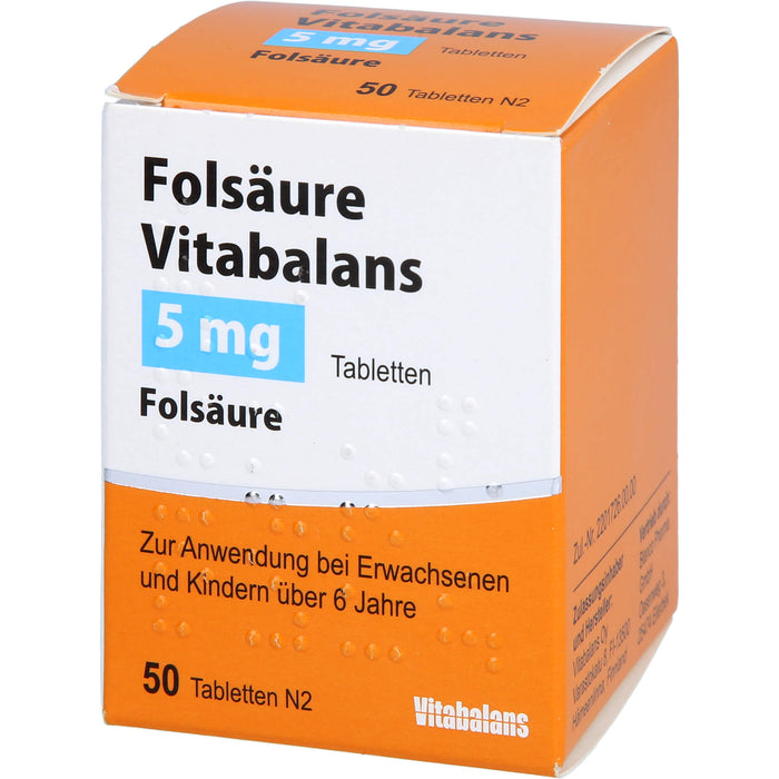 Vitabalans Folsäure 5 mg Tabletten, 50 pcs. Tablets