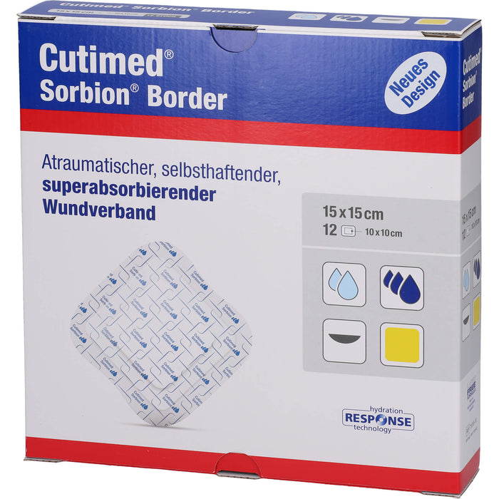 Cutimed Sorbion Border 15 cm x 15 cm, 12 pc Compresses