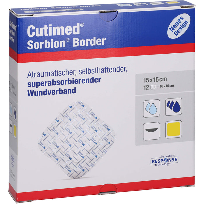 Cutimed Sorbion Border 15 cm x 15 cm, 12 pc Compresses