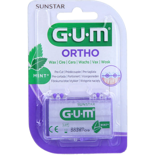 GUM Ortho Wachs Mint haftet gut an Brackets und schützt die Mundschleimhaut vor Verletzungen, 1 St. Packung