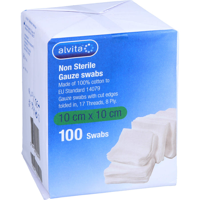 Alvita unsterile Mullkompressen 10 cm x 10 cm, 100 pc Compresses